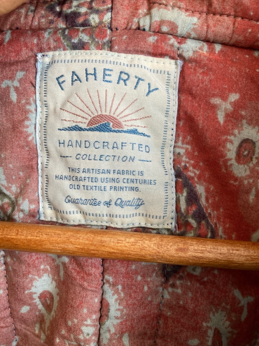 Faherty Sun Valley Quilted Jacket large  Handcrafted Blue - Picture 3 of 6